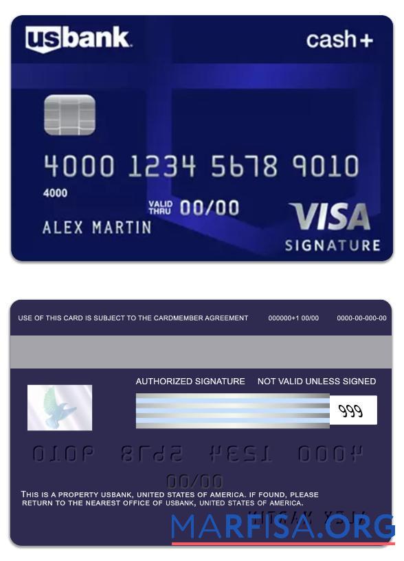 Blank USA Bank visa signature card download for verification